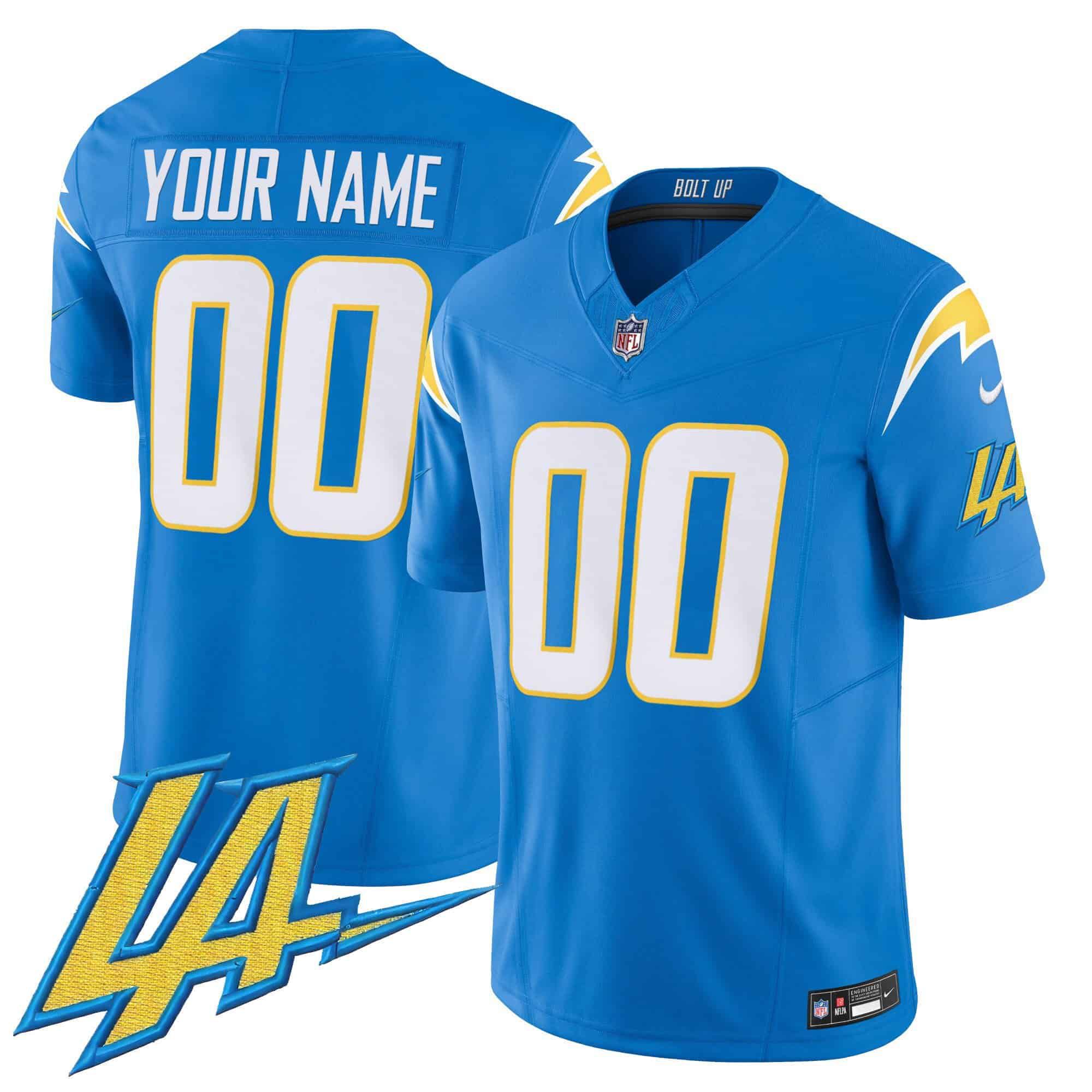 Men Los Angeles Chargers Light Blue 2024 Nike Vapor Limited Custom NFL Jersey style 1